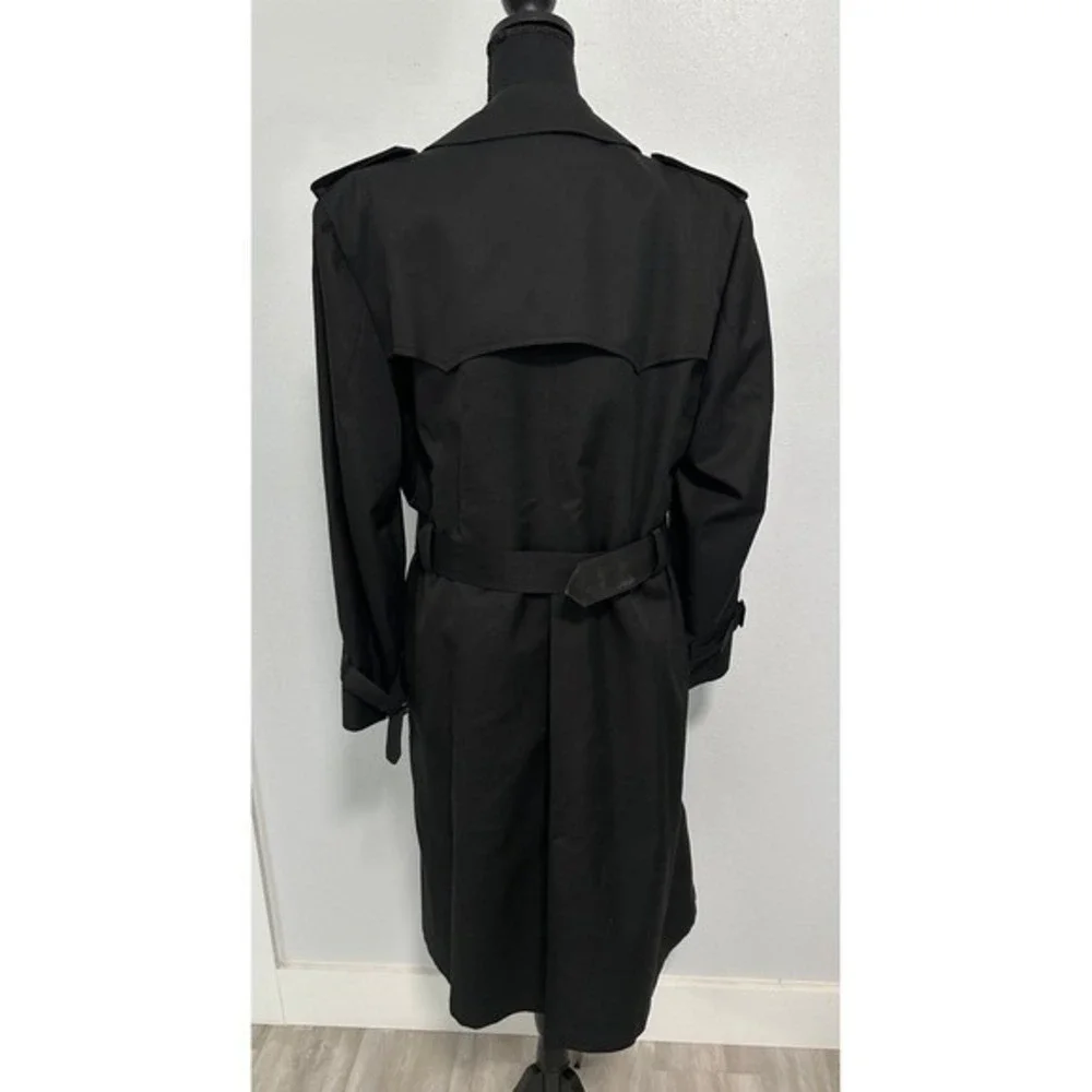 Mens Black Wool Blend Double Breasted Belted Trench Coat 40S